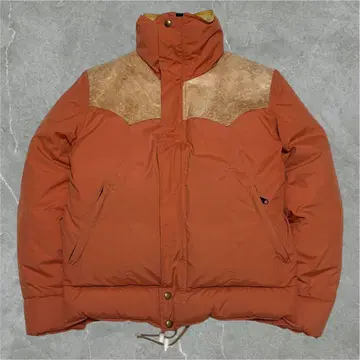 웨어하우스 가죽 요크 절개 구스 다운 자켓