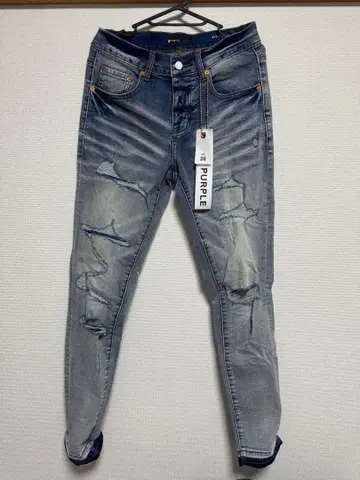 PURPLE 데미지 가공 스키니 청바지 28