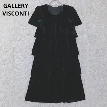 갤러리 비스콘티 반팔 원피스 벨로아 블랙 프릴 일본제