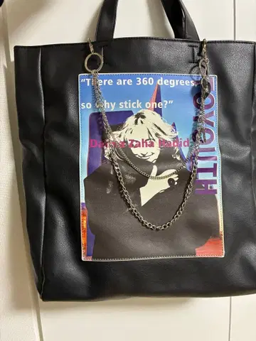 [ 상태 좋음 ] 블랙 토트백 그래픽 프린트 포함