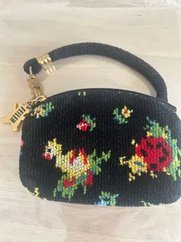 FEILER 꽃무늬 미니 파우치 블랙