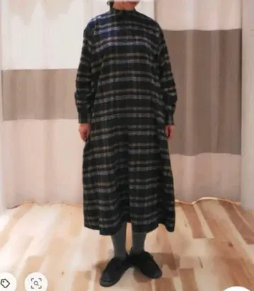 사만사 모스2 리듬 체크 밴드 카라 원피스