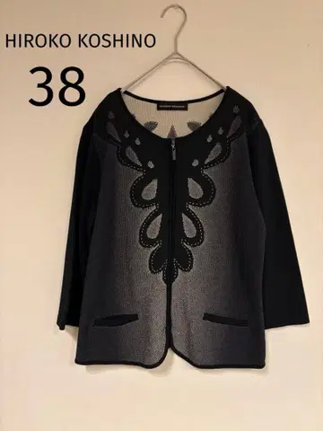 미사용품 히로코코시노 니트 가디건 블랙 38 그라데이션