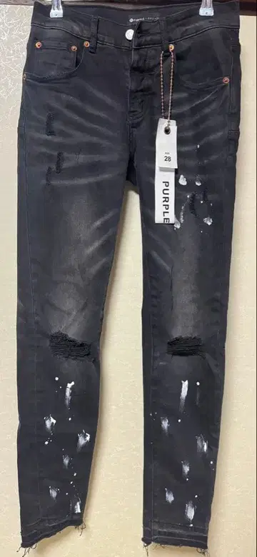 PURPLE BRAND 데님 블랙 데미지 가공 사이즈 28