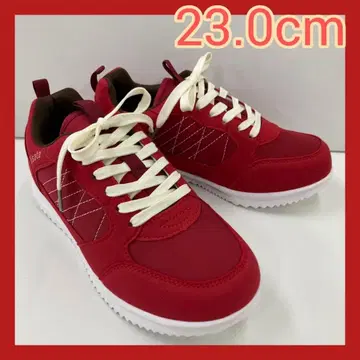 23.0cm 새상품 여성용 경량 컬러 슈즈 화려한 스니커즈 빨간색