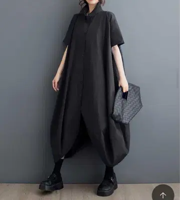 블랙 벌룬 실루엣 셔츠 원피스 반팔 여름옷 루즈핏 체형 커버