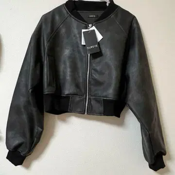 아베일 SUREVE 인조 가죽 블루종 자켓 아우터 중 블랙 M 사이즈