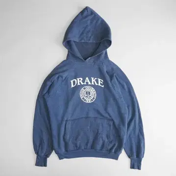 구제 의류 80s 빈티지 드레이크 대학 칼리지 로고 래글런 후드티 L