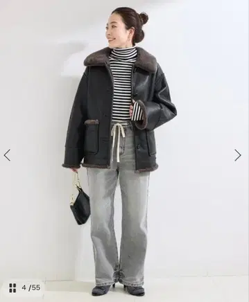 인조 가죽 무스탕 코트 캐주얼