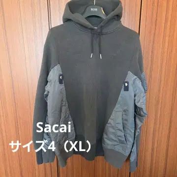 sacai 다크 그레이 후드 부착 후드티