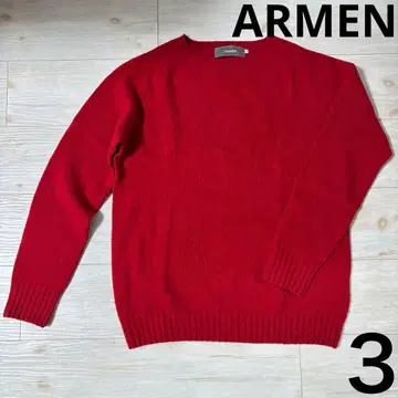 아멘 ARMEN 지롱 라무 울 크루넥 니트 사이즈 3 레드 빨간색