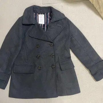 hyphen world gallery 더블 브레스트 피 코트 그레이