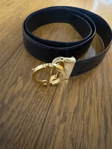 던힐 블랙 가죽 골드 버클 벨트