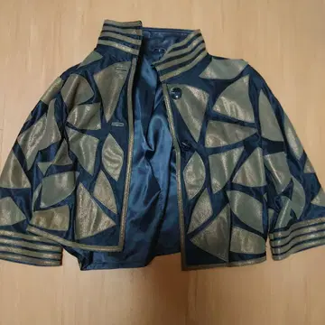 잎 무늬 양가죽 숏 자켓