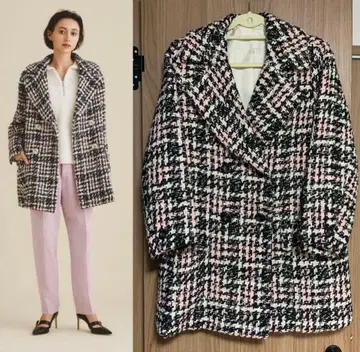 GRACE CONTINENTAL 트위드 더블 브레스트 코트