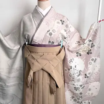 특가 [핑크 x 그레이] 하카마 세트 M 사이즈 졸업식