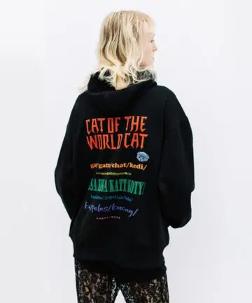 wcj CAT OF THE WORLD CAT 블랙 후드티 FREE
