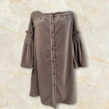 LILY brown 벨로아 오프숄더 원피스