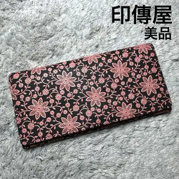 [거의 미사용] 인덴야 인덴 장지갑 일본 의류 가죽 잠자리 패턴