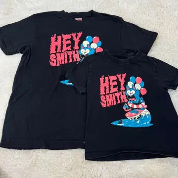 HEY-SMITH 고양이 서핑 티셔츠 성인 키즈 세트