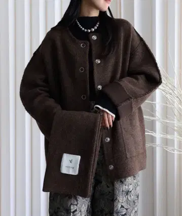 더블 페이스 니트 블루종+머플러 포함 / 코디건 YEENA