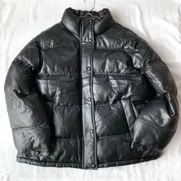 [미쏘] 패딩 자켓 에코 가죽 풀 집업 하이넥 포켓 있음 M