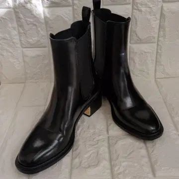 ZARA 35 블랙 사이드 고어 부츠 중간 힐 23cm