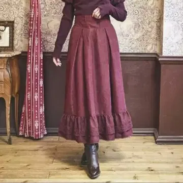 쿠루미 노엘 드 메모와르 스커트 와인 레드 LL