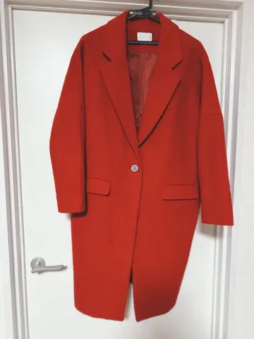 여성용 체스터 코트 레드 계열 프리