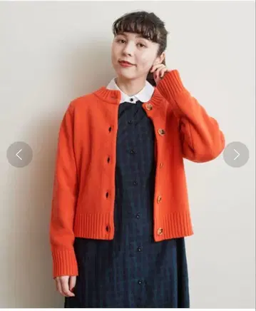 CHILD WOMANE 메리노울 크루넥 가디건 오렌지