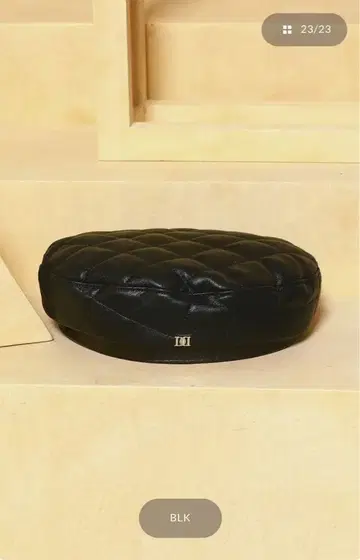 다리치 퀼팅 가죽 베레모