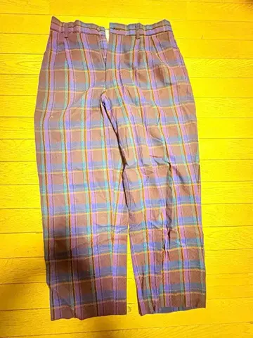 타탄 체크 팬츠 와이드 팬츠 구제 의류