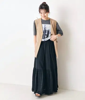 Spick and span 코튼 크레이프 개더 스커트