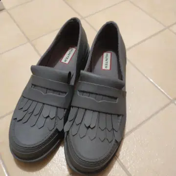 HUNTER 그레이 프린지 레인 신발