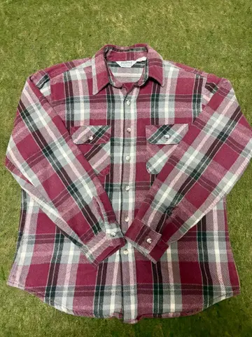 파이브 브라더 버건디 체크 플란넬 셔츠 L USA