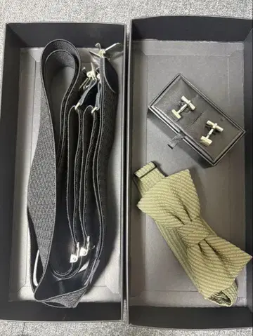 서스펜더 커프스 단추 타이 세트 (신랑용 잡화)