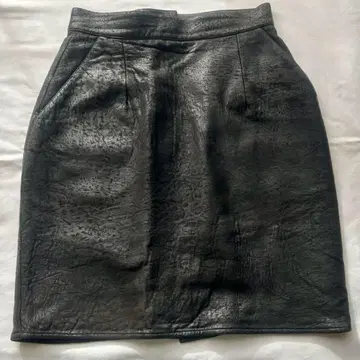 천연 가죽 타이트 미니 스커트 빈티지 블랙