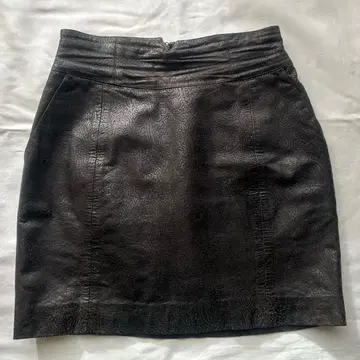 JOSEPH HO 천연 가죽 시어링 가죽 빈티지 블랙 미니 타이트 스커트