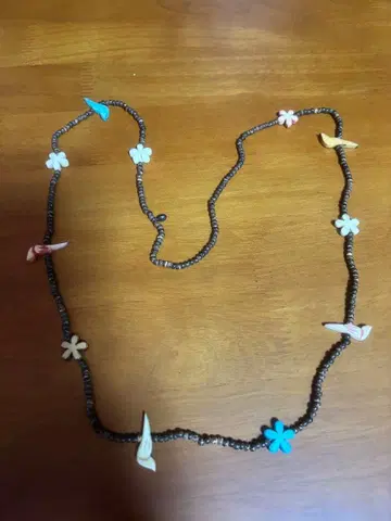 45r45rpm 멀티 컬러 목걸이 꽃과 새 모티브