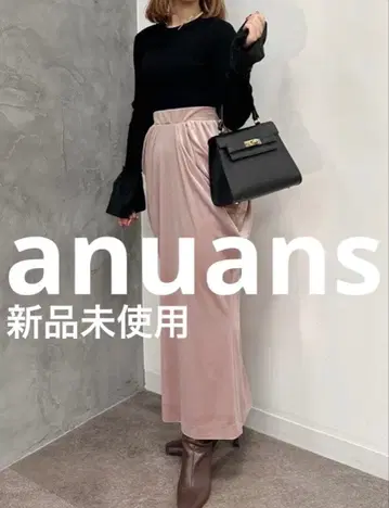 미사용 새상품 anuans 드레이프 벨로아 스커트 M 핑크 베이지