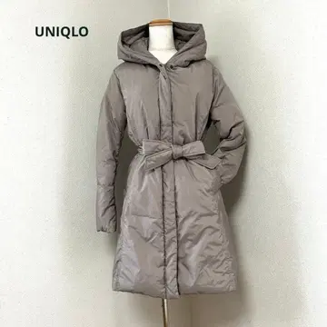 UNIQLO 스타일UP 다운 코트 미들 기장 그레이지 후드 부착 M/L
