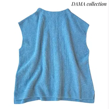 [다마 컬렉션] 케이블 니트 베스트 야크 울 블루