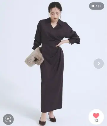 아뉴앙스 드레이프 디자인 셔츠 원피스 S