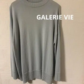 GALERIE VIE 블루 그레이 하이넥 스웨터 울 100%