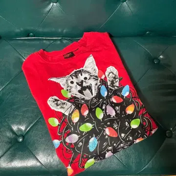 구제 의류 고양이 크리스마스 라이트 트레이닝복