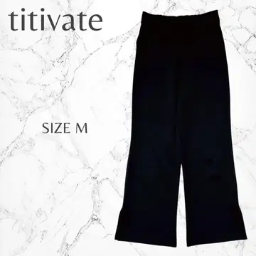 티티베이트 깔끔한 무지 사이드 슬릿 허리밴딩 플레어 팬츠 M