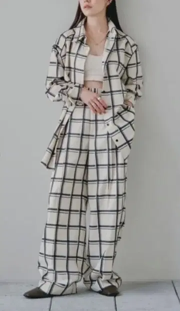 todayful 체크 파이핑 셔츠