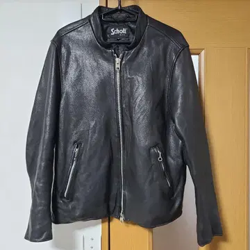 Schott 블랙 가죽 싱글 라이더 자켓