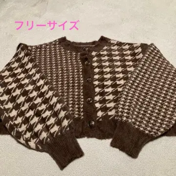 LE CERCLE par rope 브라운 니트 숏 가디건