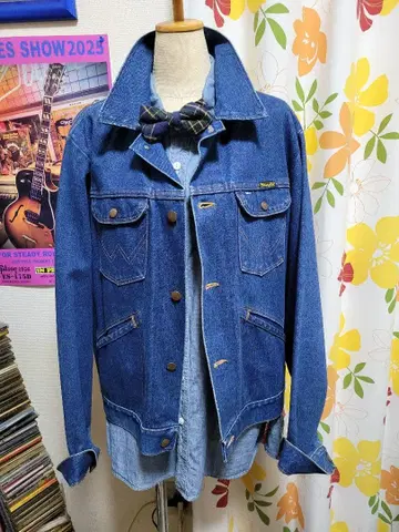 레어템 USA vintage WRANGLER 가죽x데님 G XL